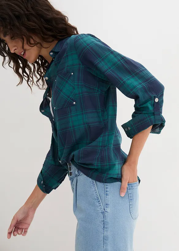 Chemisier à carreaux 100% coton, bonprix