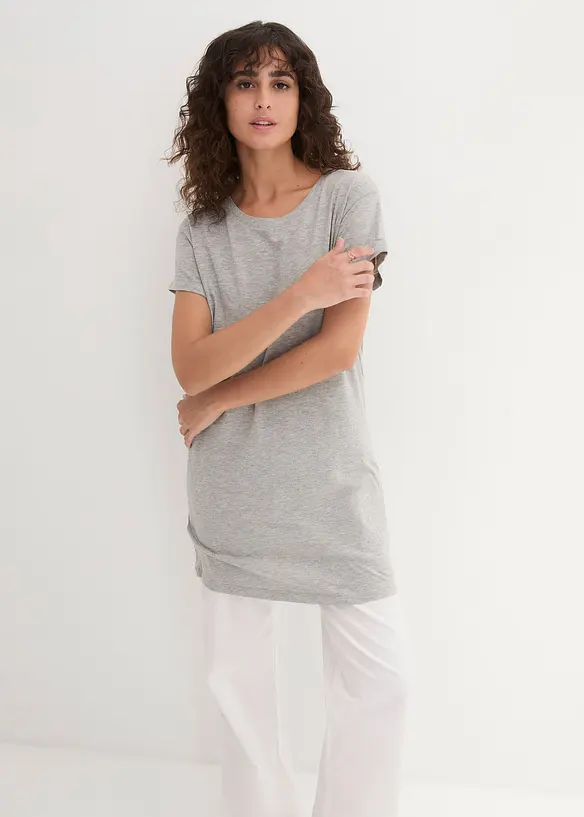 T-shirt long et boxy &agrave; manches courtes, bonprix