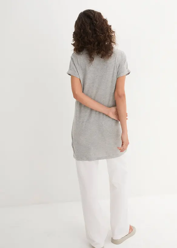 T-shirt long et boxy &agrave; manches courtes, bonprix