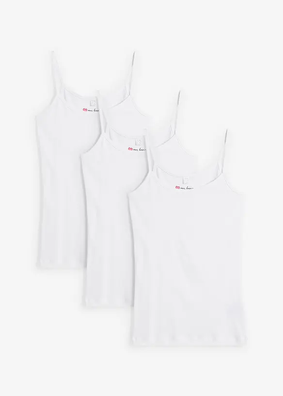 Lot de 3 tops &agrave; bretelles spaghetti 100% coton, bonprix