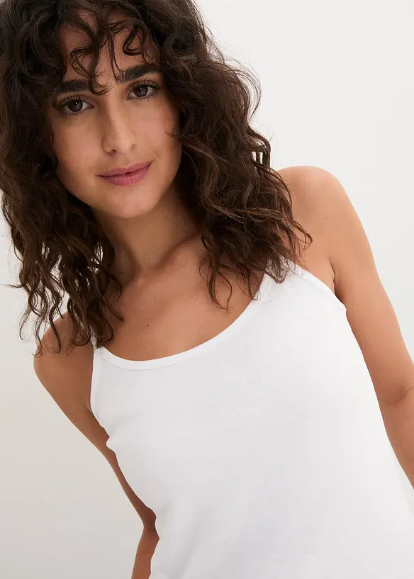 Lot de 3 tops &agrave; bretelles spaghetti 100% coton, bonprix