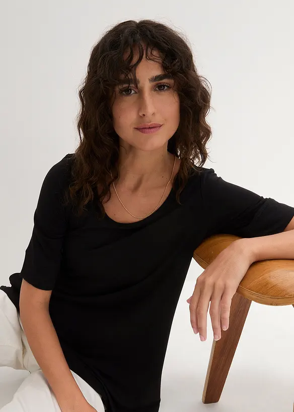 T-shirt long et doux en viscose, bonprix