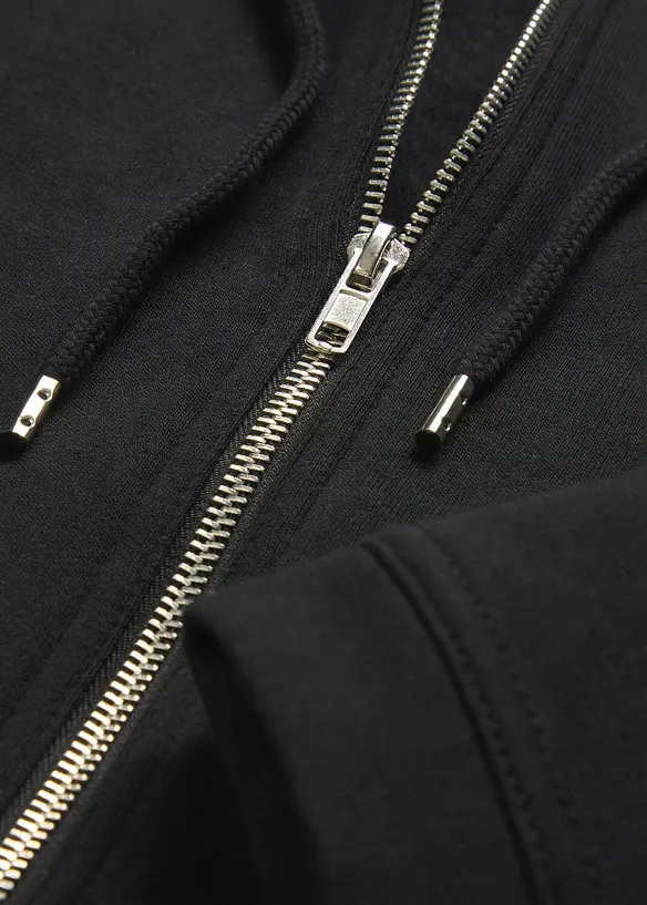 Long sweat zippé avec poches zippées, bonprix