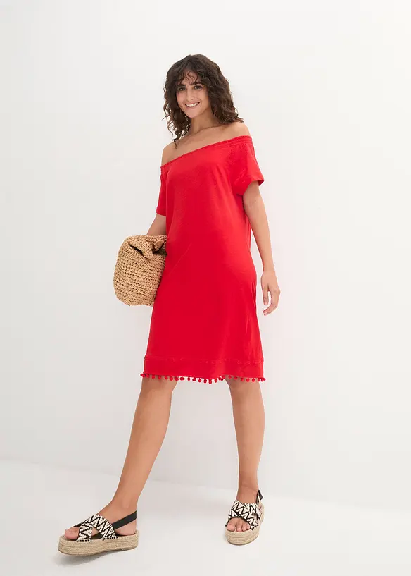 Robe à col Bardot en jersey 100% coton, bonprix