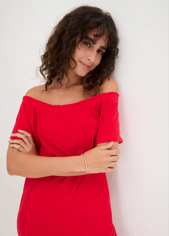 Robe à col Bardot en jersey 100% coton, bonprix