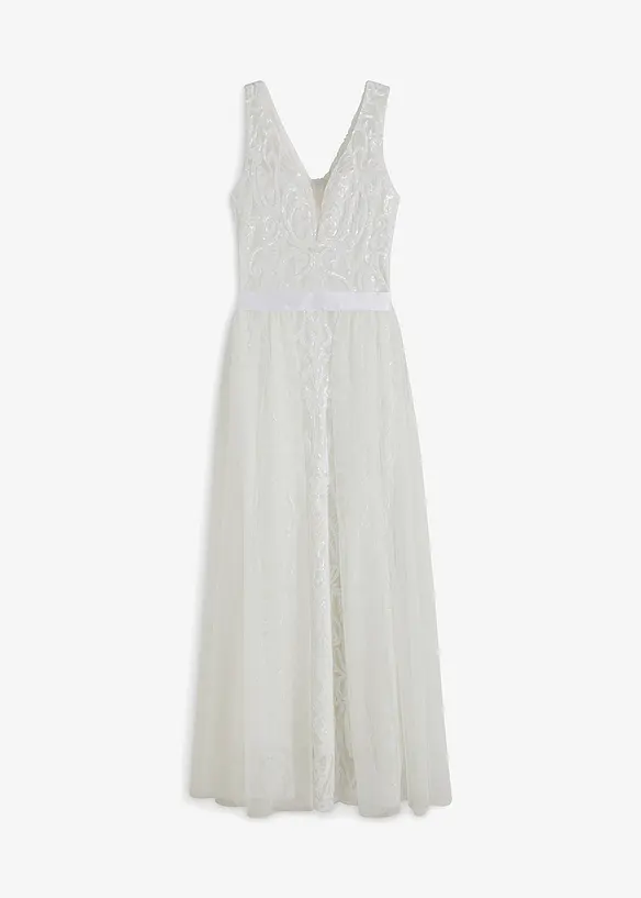 Robe de mariée brodée de sequins avec jupe en tulle amovible, bonprix