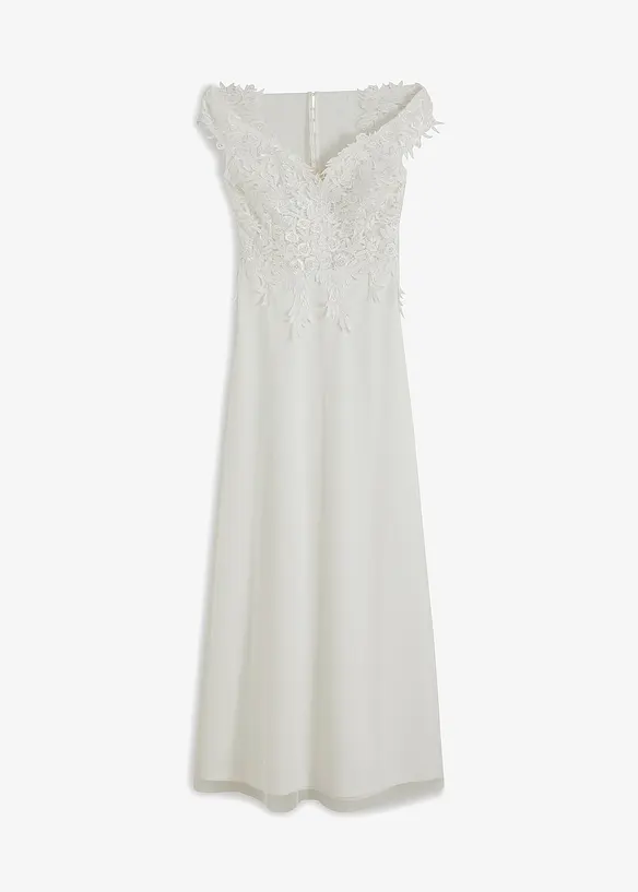 Robe de mariée à encolure Bardot avec dentelle, bonprix