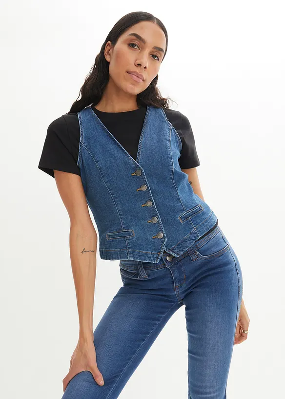 Gilet sans manches en jean extensible, bonprix