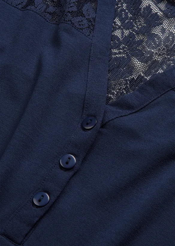 T-shirt col tunisien en viscose extensible, bonprix