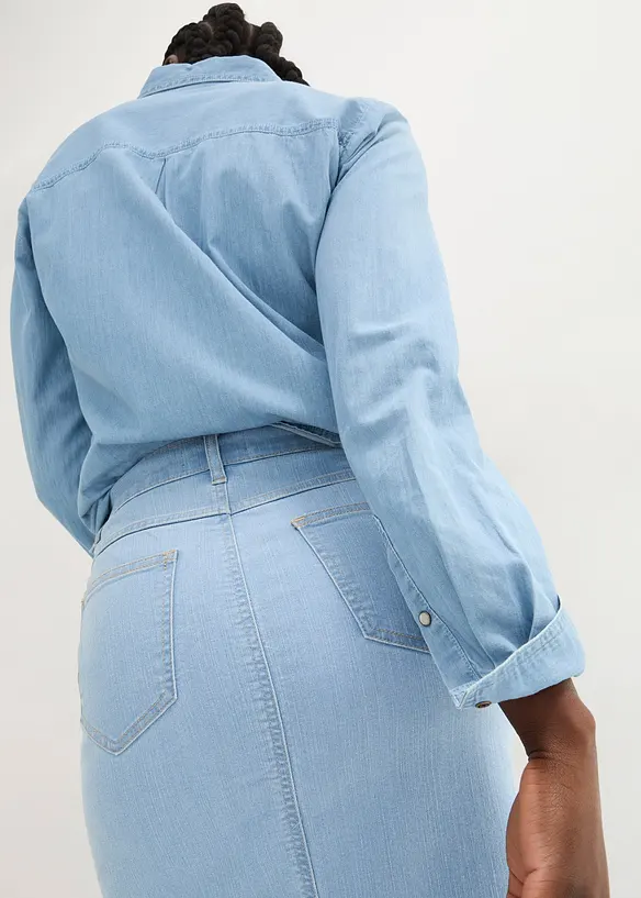 Jupe en jean avec fente, bonprix