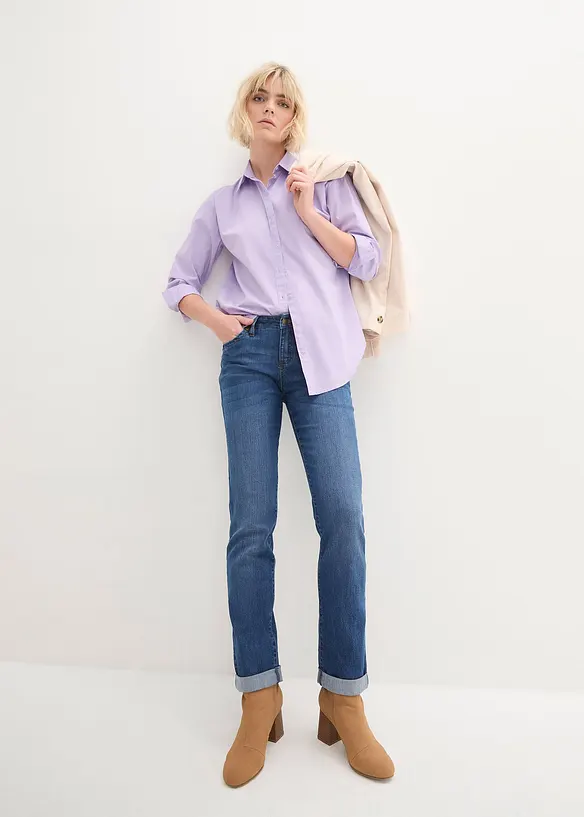 Jean droit taille mi-haute, extensible, bonprix