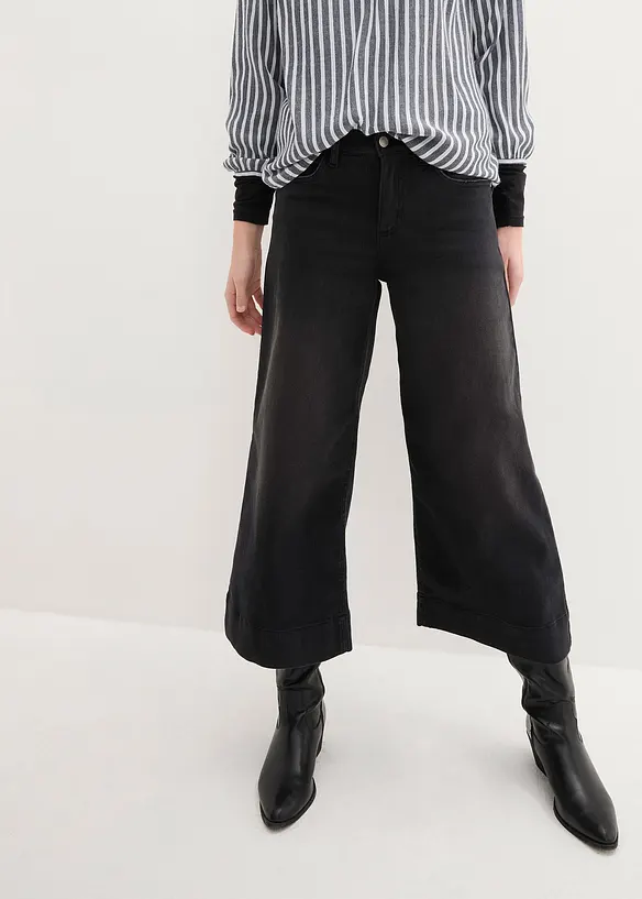 Jupe-culotte 7/8 en jean extensible ultra-doux, bonprix