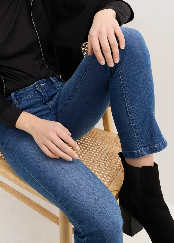 Jean 7/8 extensible, bas fendu, bonprix