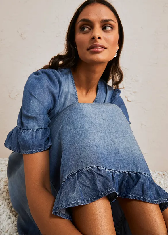 Robe en jean avec volants, bonprix