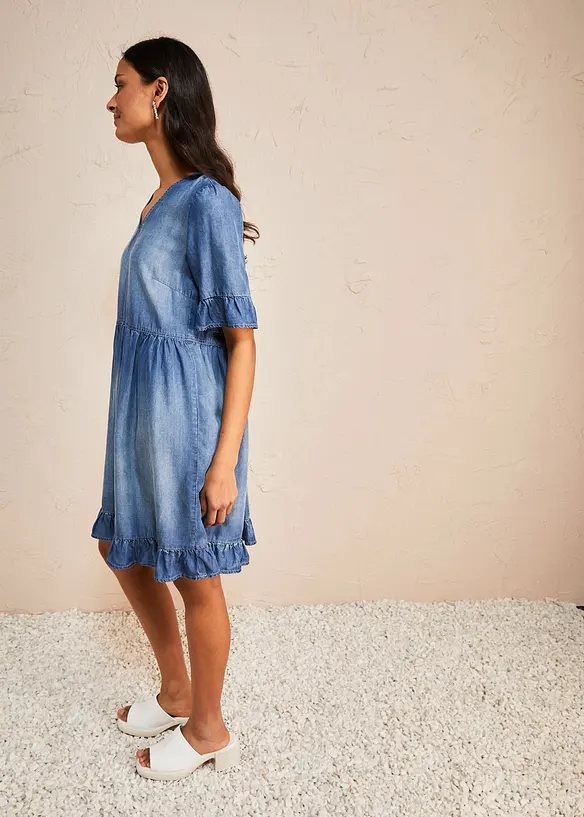 Robe en jean avec volants, bonprix