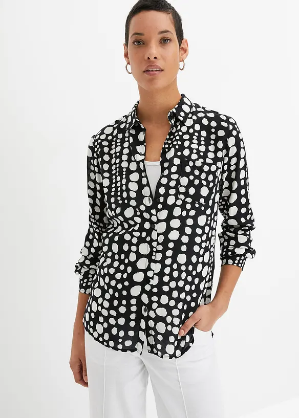 Chemisier long imprim&eacute; en viscose fluide, bonprix