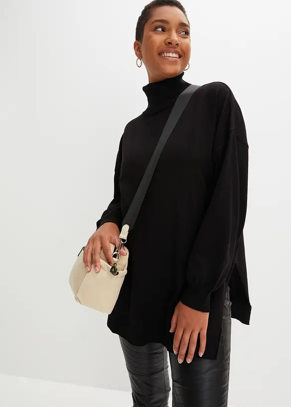 Pull à col roulé en viscose mélangée, bonprix