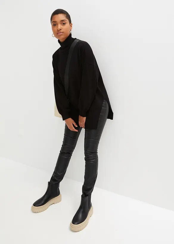 Pull à col roulé en viscose mélangée, bonprix