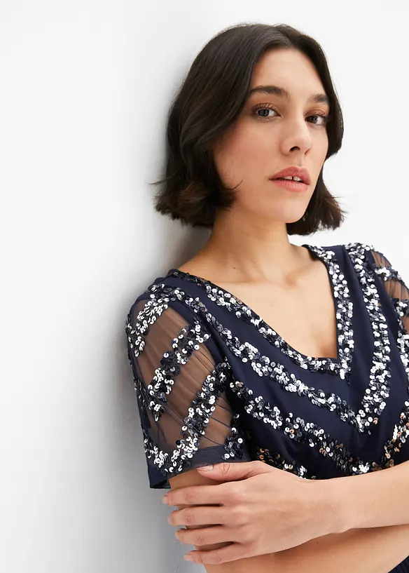 Robe longue brodée de sequins, bonprix