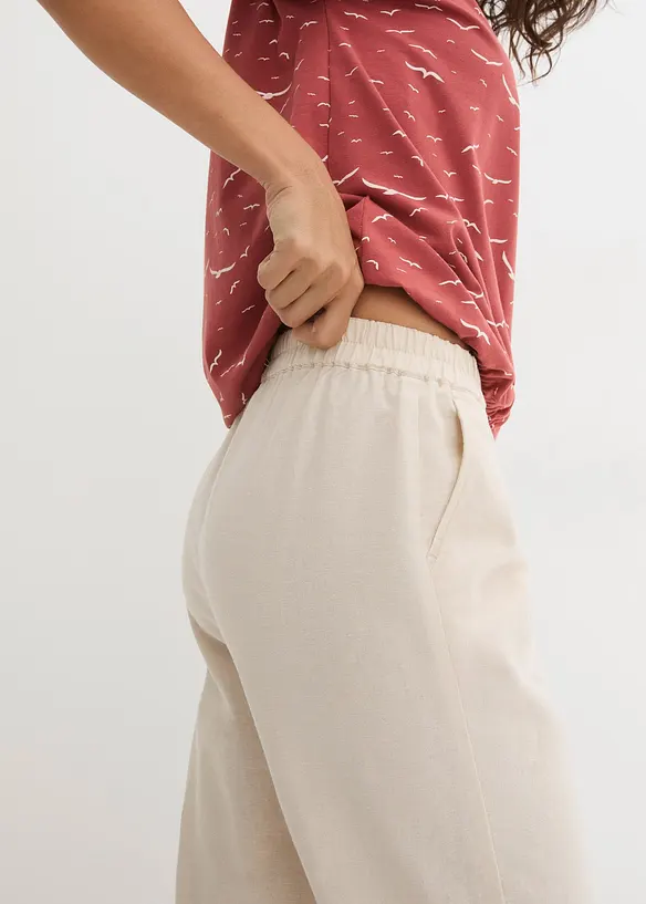 Pantalon carotte en lin et coton, bonprix