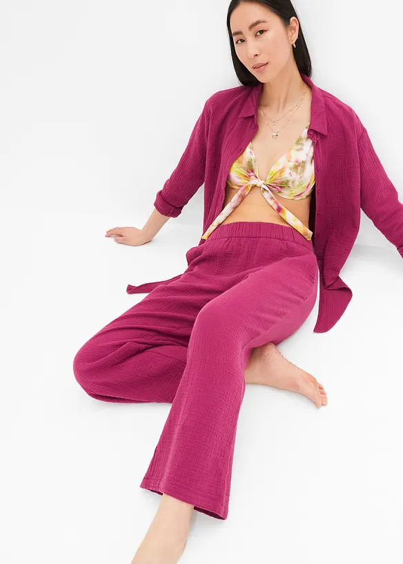 Pantalon large en gaze de coton, bonprix