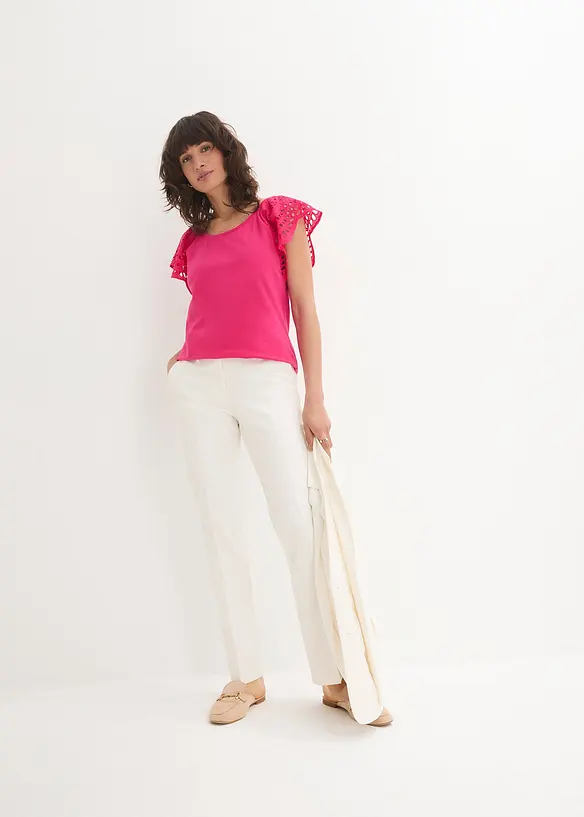 T-shirt &agrave; broderies anglaises, bonprix