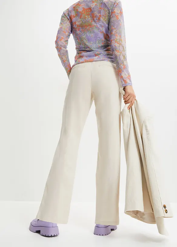 Pantalon taille haute en lin et viscose, bonprix