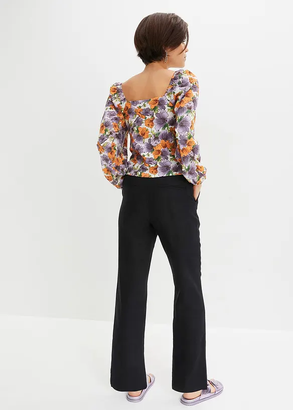 Pantalon taille haute en lin et viscose, bonprix
