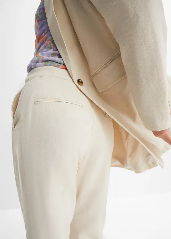 Pantalon taille haute en lin et viscose, bonprix