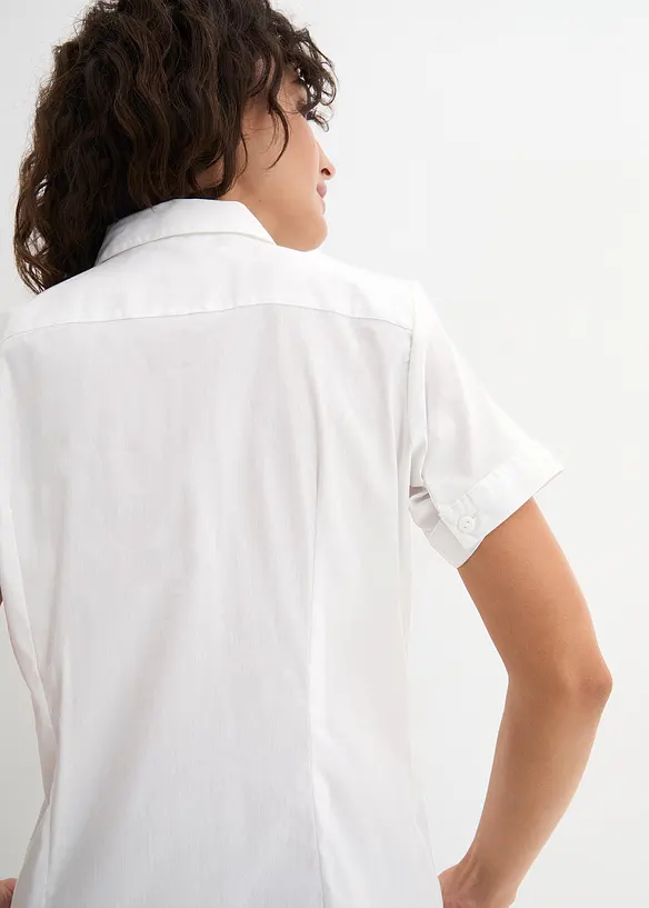 Chemisier manches courtes extensible en coton majoritaire, bonprix