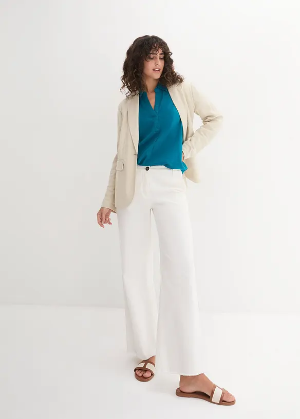 Chemisier manches 3/4 en lin mélangé, bonprix