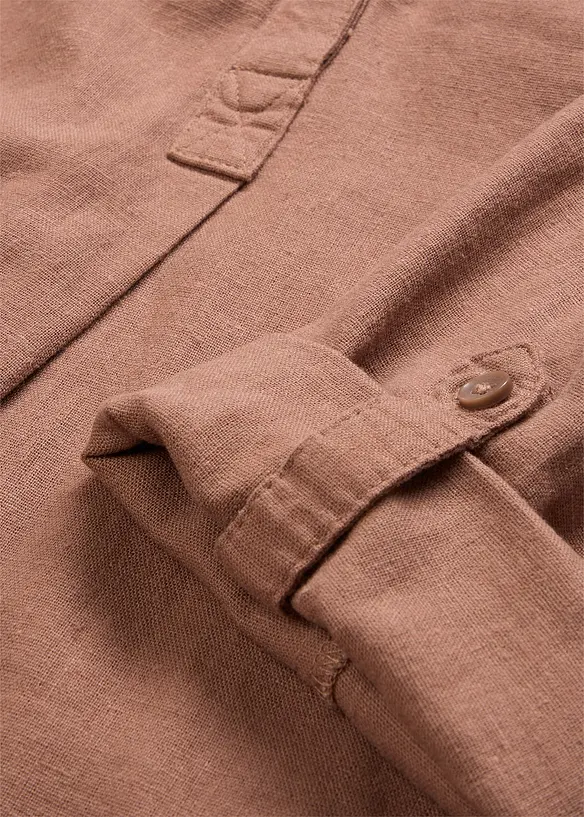 Chemisier manches 3/4 en lin m&eacute;lang&eacute;, bonprix