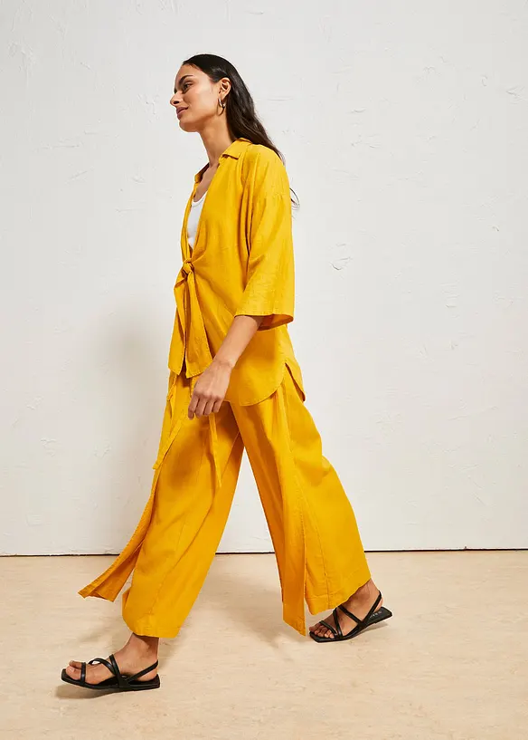 Pantalon palazzo en lin mélangé, bonprix