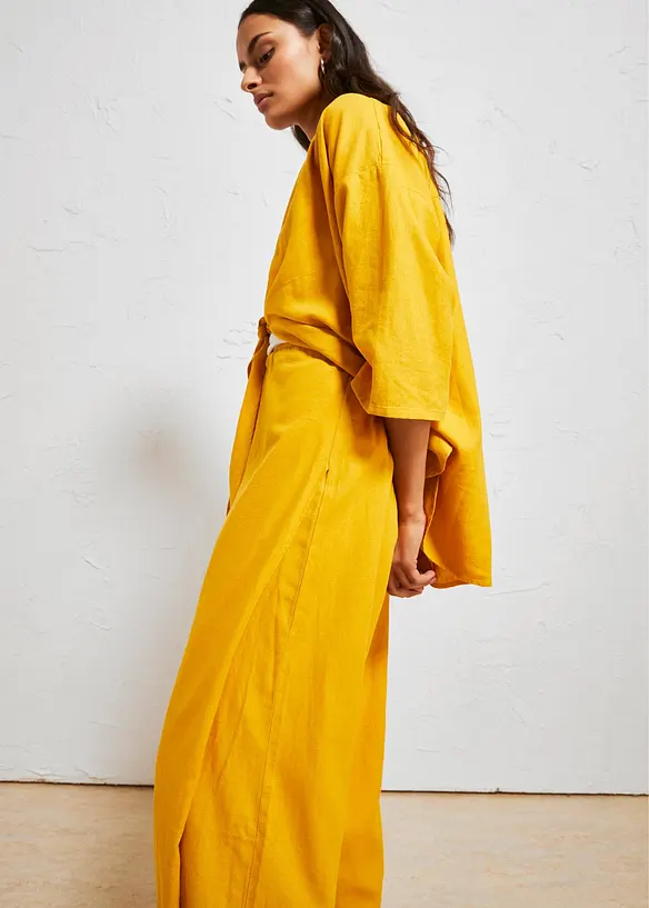 Pantalon palazzo en lin mélangé, bonprix