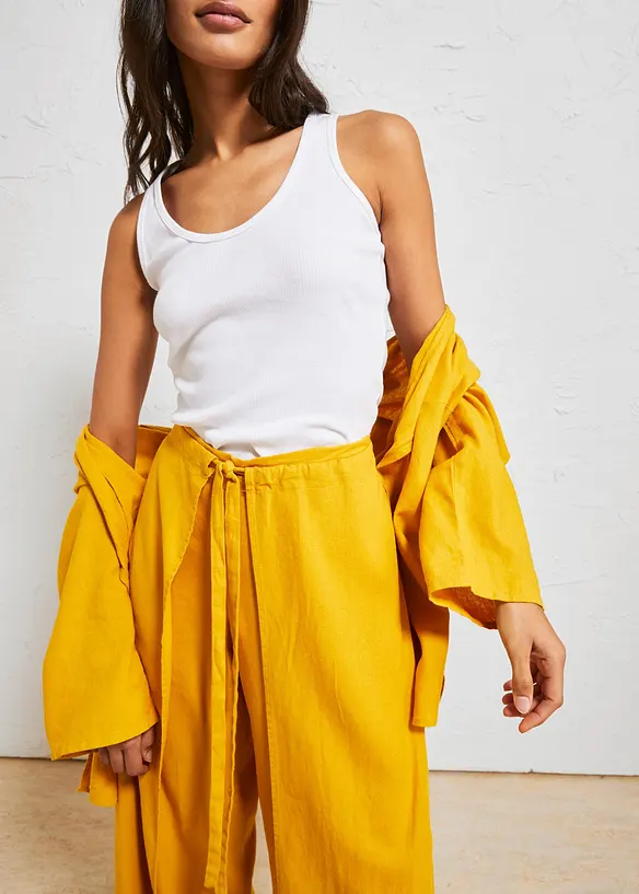 Pantalon palazzo en lin mélangé, bonprix