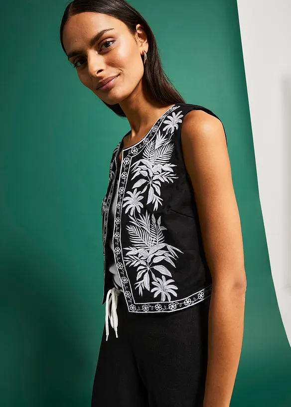 Gilet sans manches brod&eacute;, bonprix