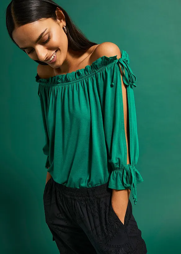 T-shirt col Bardot, bonprix