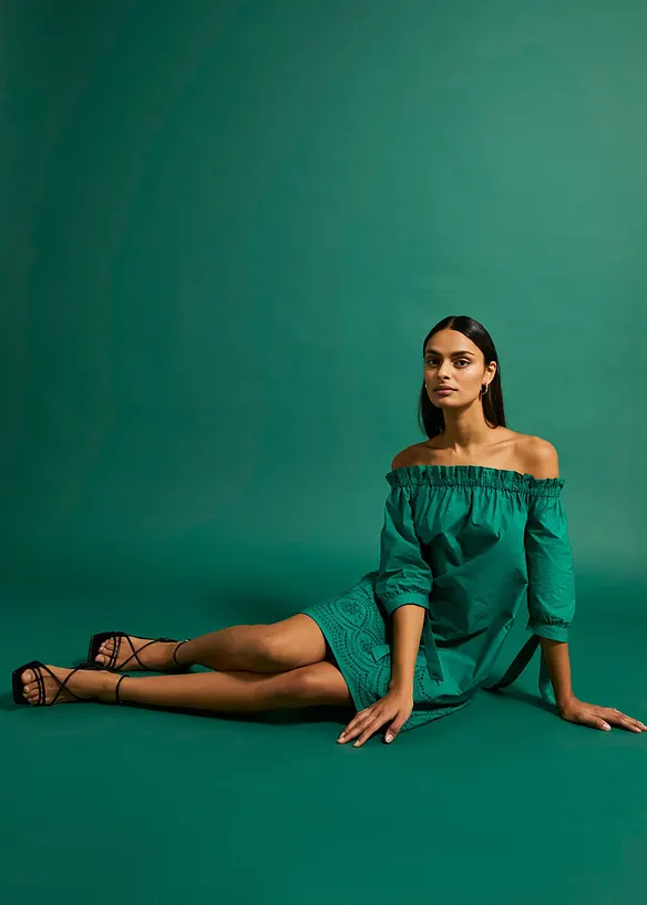 Robe col Bardot 100% coton, bonprix