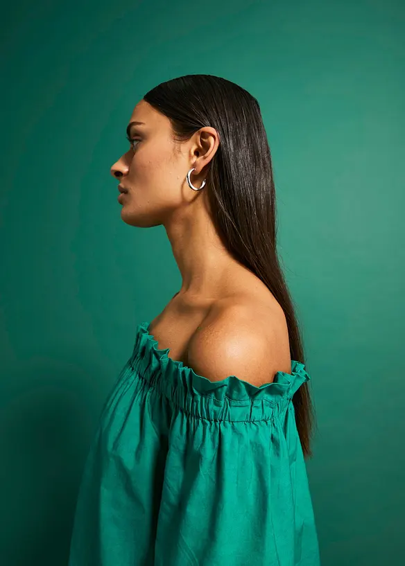 Robe col Bardot 100% coton, bonprix