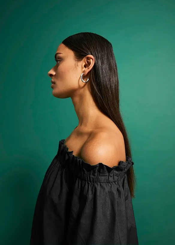 Robe col Bardot 100% coton, bonprix