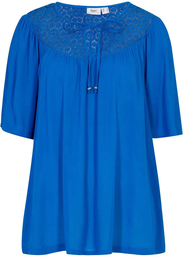 Longue tunique en crépon, manches coude, bonprix