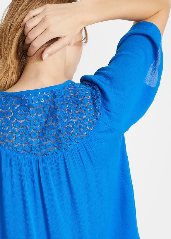 Longue tunique en crépon, manches coude, bonprix