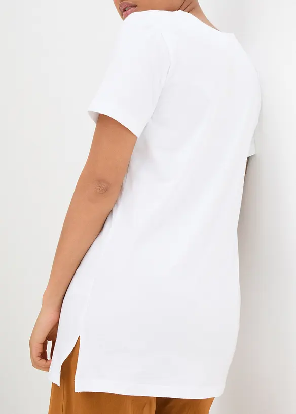 Lot de 2 T-shirts longs col V, bonprix