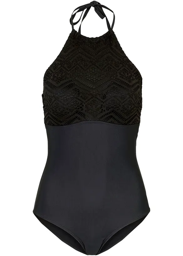 Maillot 1 pièce sculptant avec dentelle, maintien modéré, bonprix