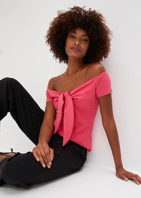 Top textur&eacute; &agrave; encolure bardot, BODYFLIRT boutique