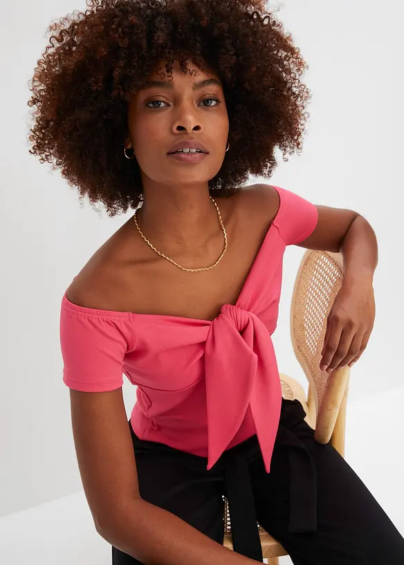 Top textur&eacute; &agrave; encolure bardot, BODYFLIRT boutique