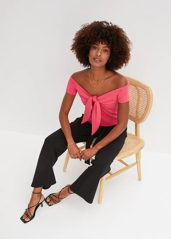 Top textur&eacute; &agrave; encolure bardot, BODYFLIRT boutique