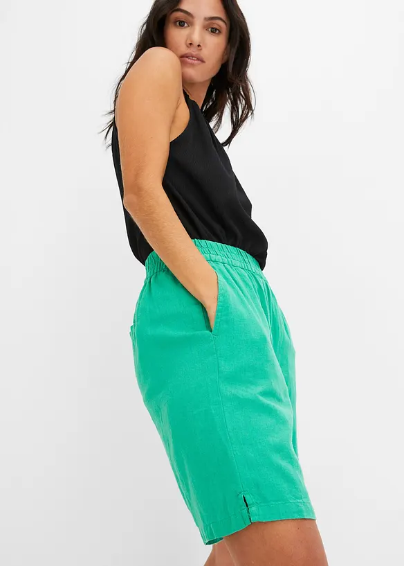 Short en lin mélangé avec taille élastiquée, bonprix