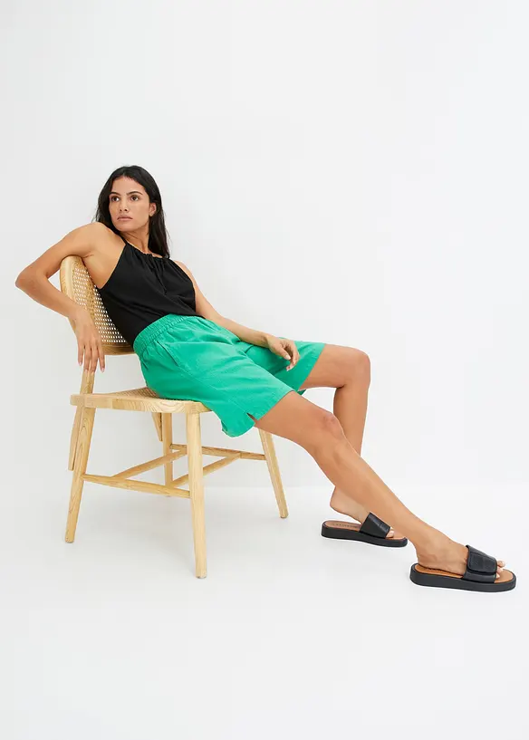 Short en lin mélangé avec taille élastiquée, bonprix