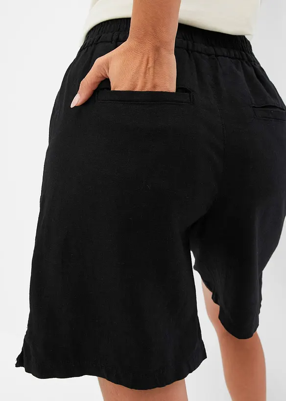 Short en lin mélangé avec taille élastiquée, bonprix